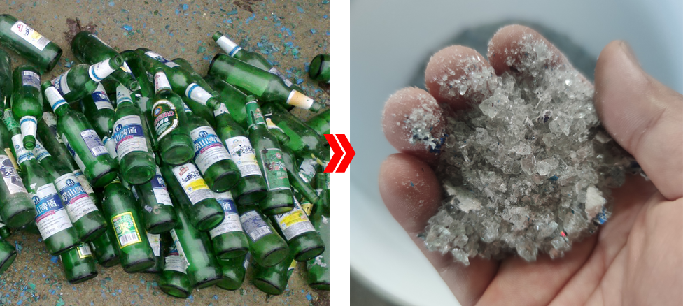 glass bottle after crushing